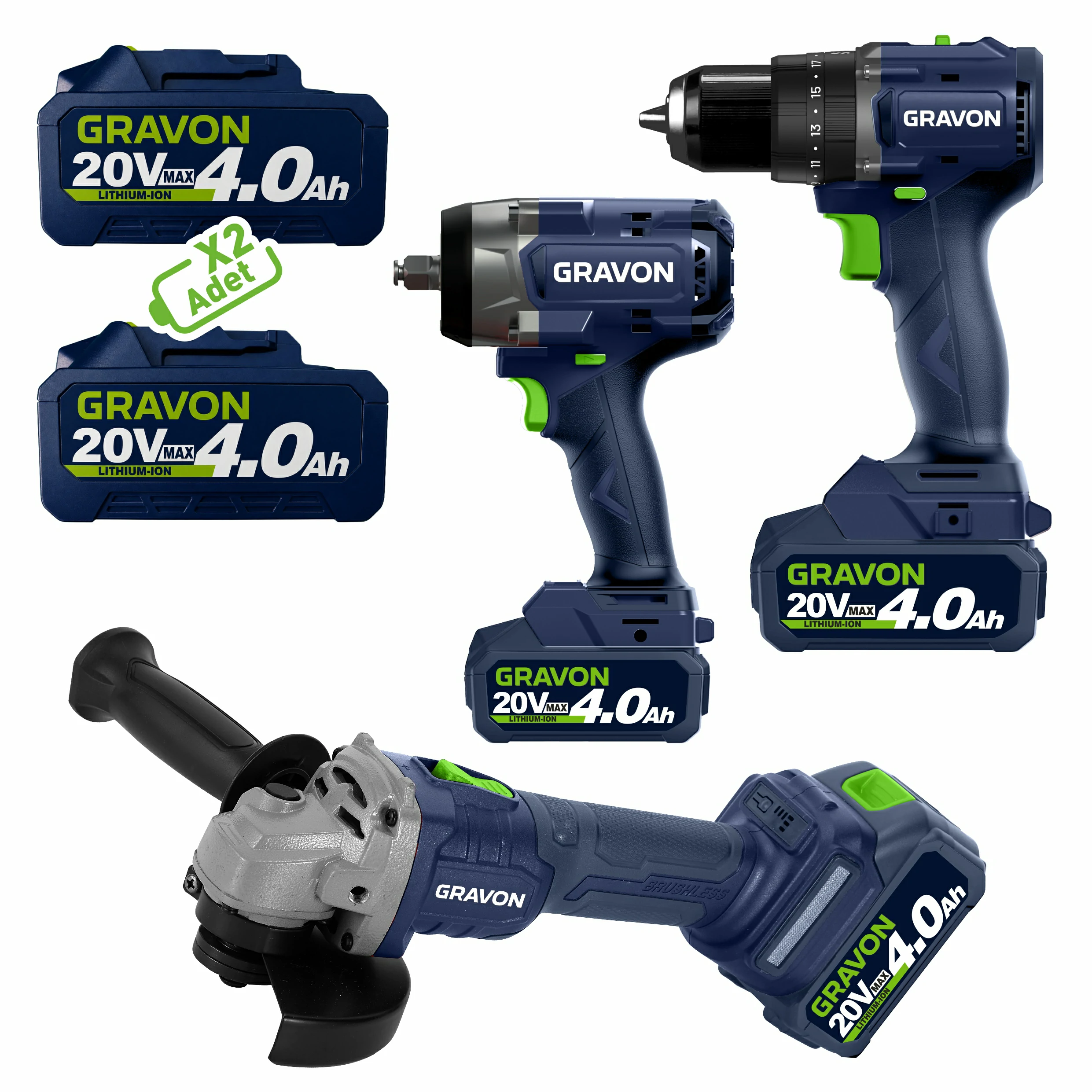 Şarjlı 3’lü Set GR8012 + GR8401 + GR8203